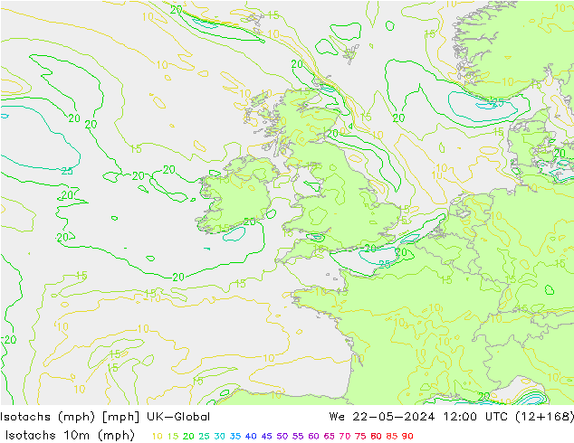 Isotachs (mph) UK-Global Qua 22.05.2024 12 UTC