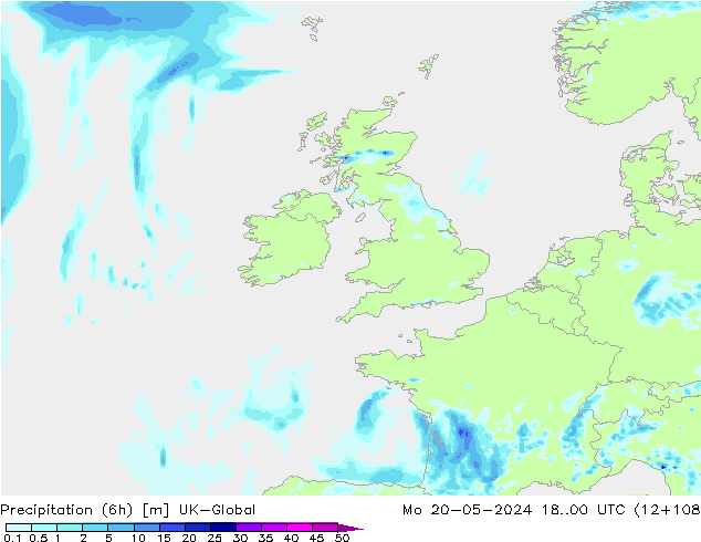 Yağış (6h) UK-Global Pzt 20.05.2024 00 UTC