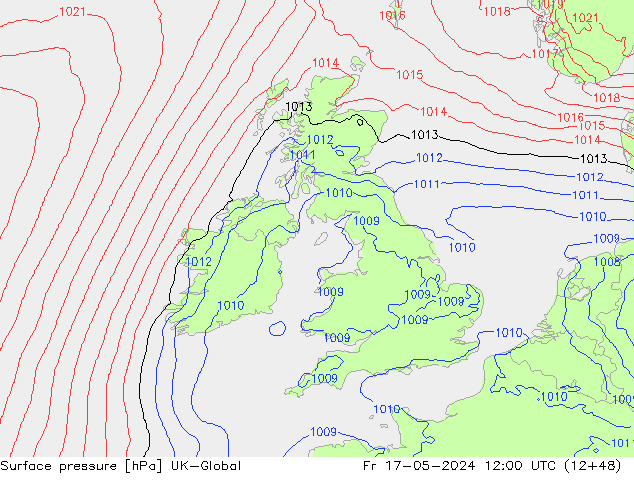 Presión superficial UK-Global vie 17.05.2024 12 UTC