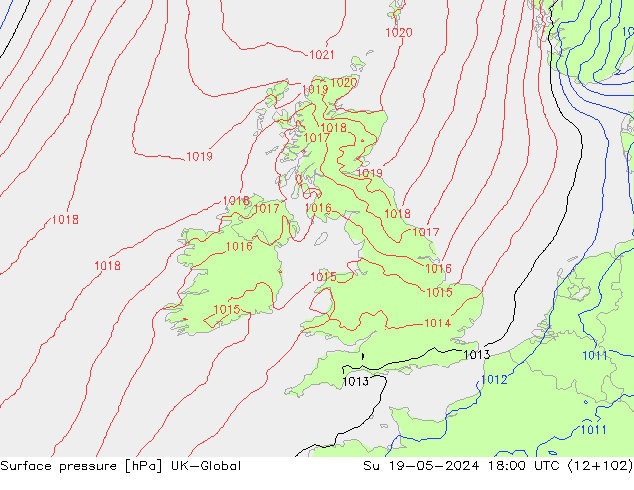 Luchtdruk (Grond) UK-Global zo 19.05.2024 18 UTC