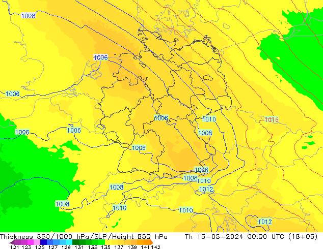 Thck 850-1000 hPa UK-Global 星期四 16.05.2024 00 UTC