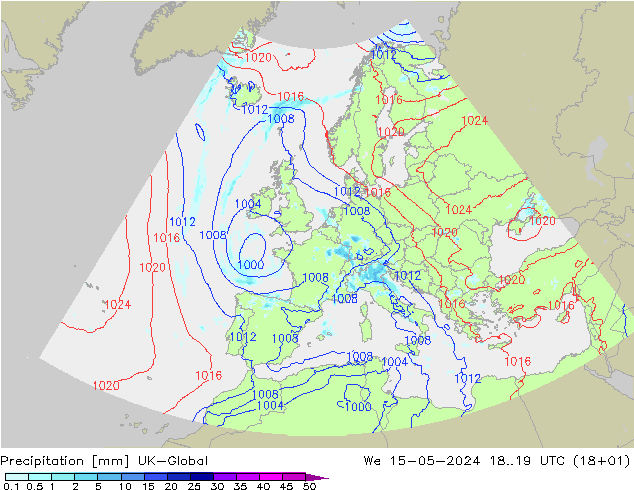 Precipitazione UK-Global mer 15.05.2024 19 UTC