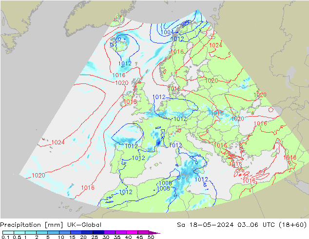 precipitação UK-Global Sáb 18.05.2024 06 UTC