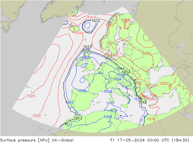 pression de l'air UK-Global ven 17.05.2024 00 UTC