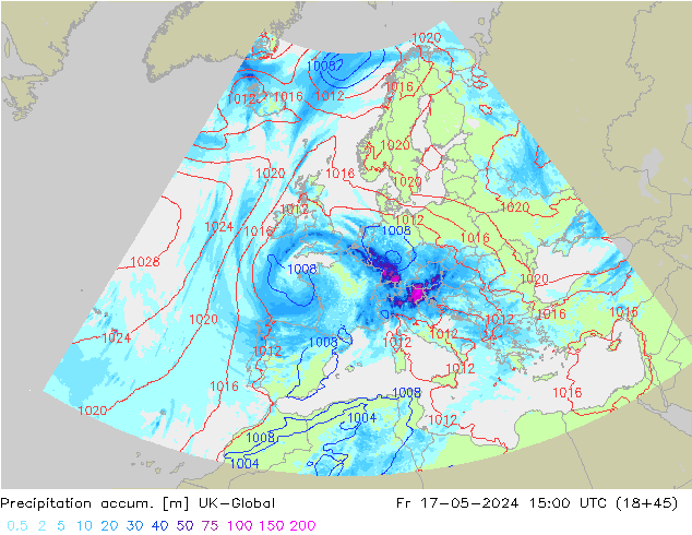Precipitation accum. UK-Global Sex 17.05.2024 15 UTC