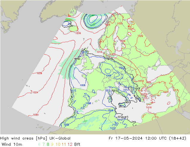 High wind areas UK-Global Fr 17.05.2024 12 UTC