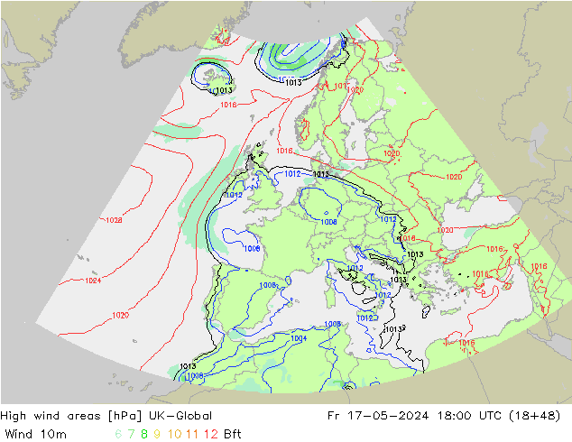 High wind areas UK-Global Fr 17.05.2024 18 UTC