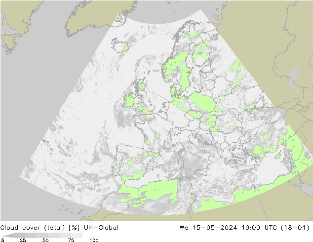 Nubes (total) UK-Global mié 15.05.2024 19 UTC