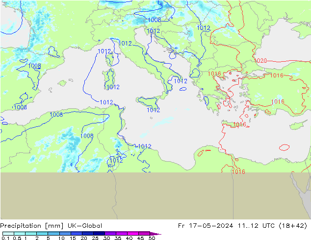 Precipitación UK-Global vie 17.05.2024 12 UTC