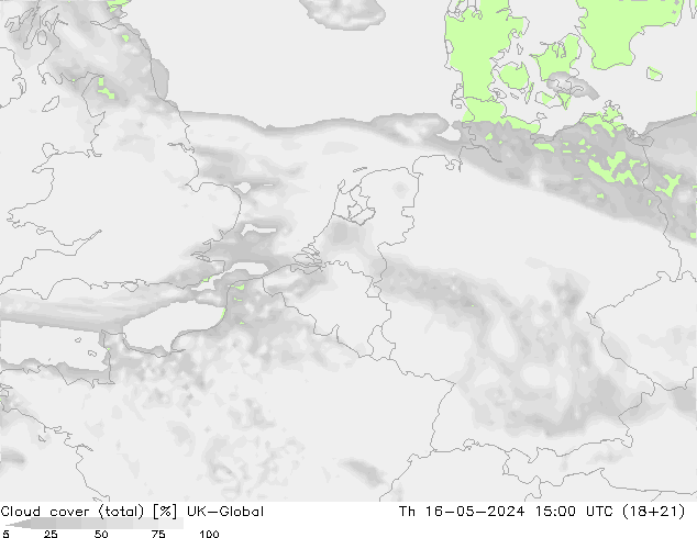 zachmurzenie (suma) UK-Global czw. 16.05.2024 15 UTC