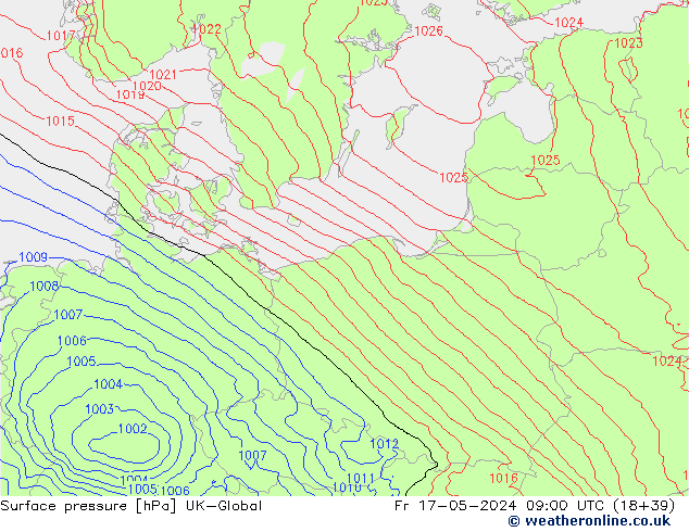 приземное давление UK-Global пт 17.05.2024 09 UTC