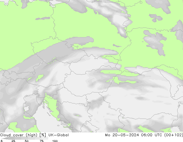 Cloud cover (high) UK-Global Mo 20.05.2024 06 UTC