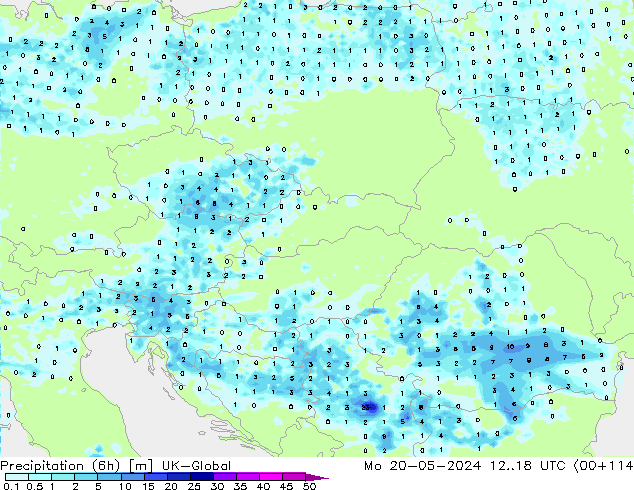Precipitação (6h) UK-Global Seg 20.05.2024 18 UTC
