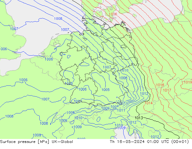 Surface pressure UK-Global Th 16.05.2024 01 UTC