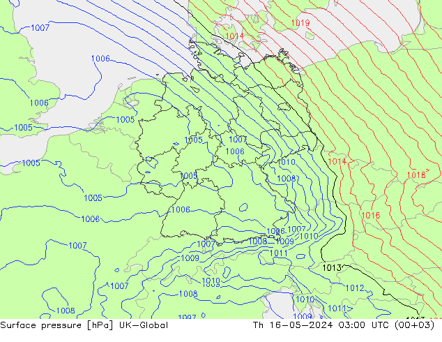 地面气压 UK-Global 星期四 16.05.2024 03 UTC