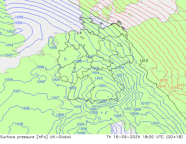 pressão do solo UK-Global Qui 16.05.2024 18 UTC