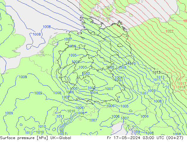 Luchtdruk (Grond) UK-Global vr 17.05.2024 03 UTC