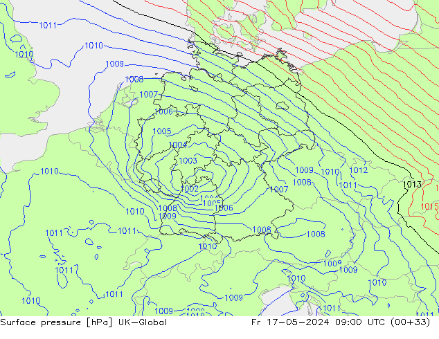 Surface pressure UK-Global Fr 17.05.2024 09 UTC