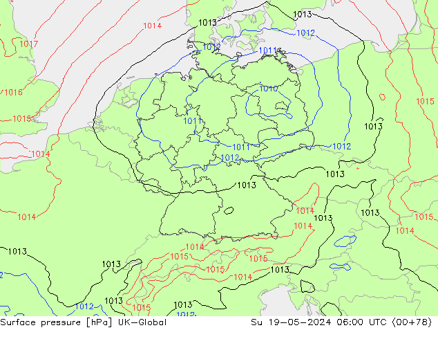 Luchtdruk (Grond) UK-Global zo 19.05.2024 06 UTC