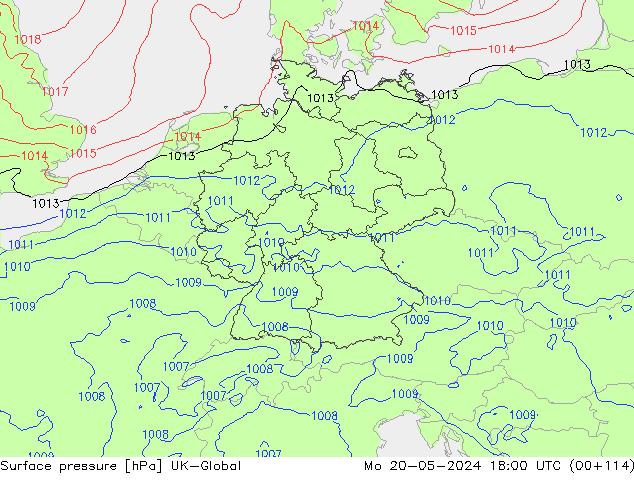 Presión superficial UK-Global lun 20.05.2024 18 UTC