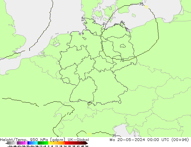 Hoogte/Temp. 950 hPa UK-Global ma 20.05.2024 00 UTC