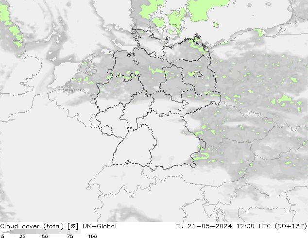 Wolken (gesamt) UK-Global Di 21.05.2024 12 UTC