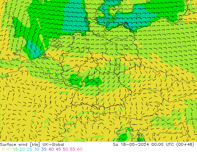 Surface wind UK-Global So 18.05.2024 00 UTC