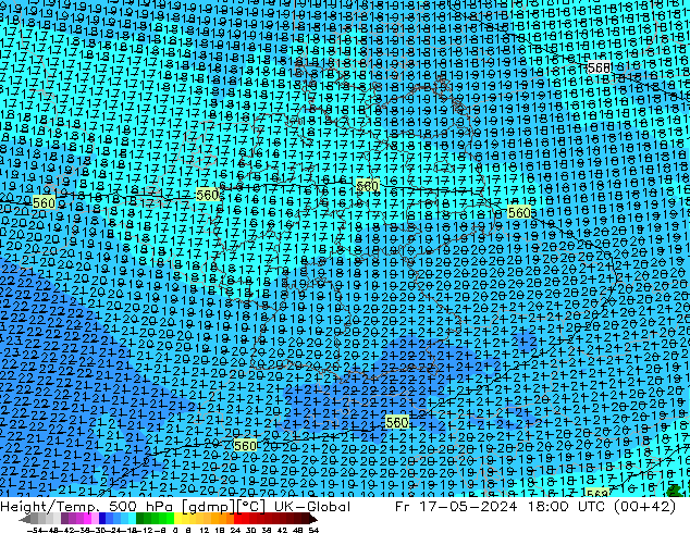 Hoogte/Temp. 500 hPa UK-Global vr 17.05.2024 18 UTC