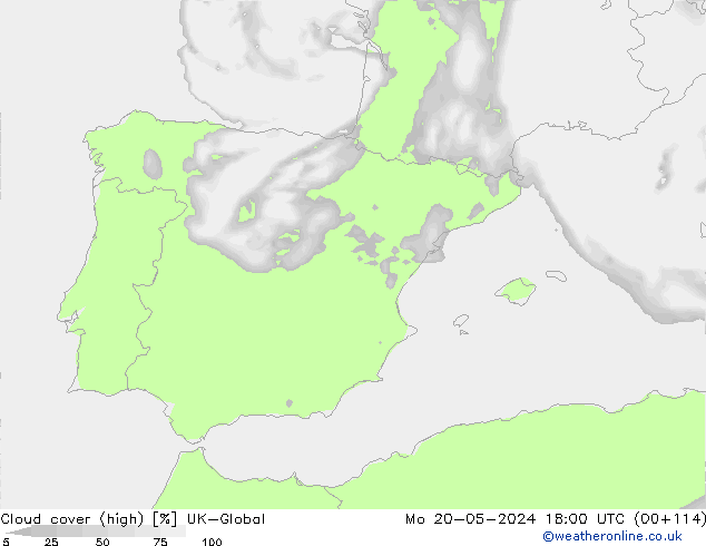 Bewolking (Hoog) UK-Global ma 20.05.2024 18 UTC