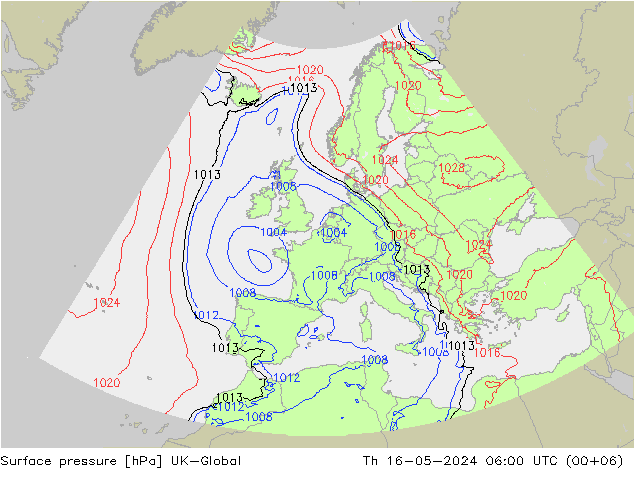 приземное давление UK-Global чт 16.05.2024 06 UTC