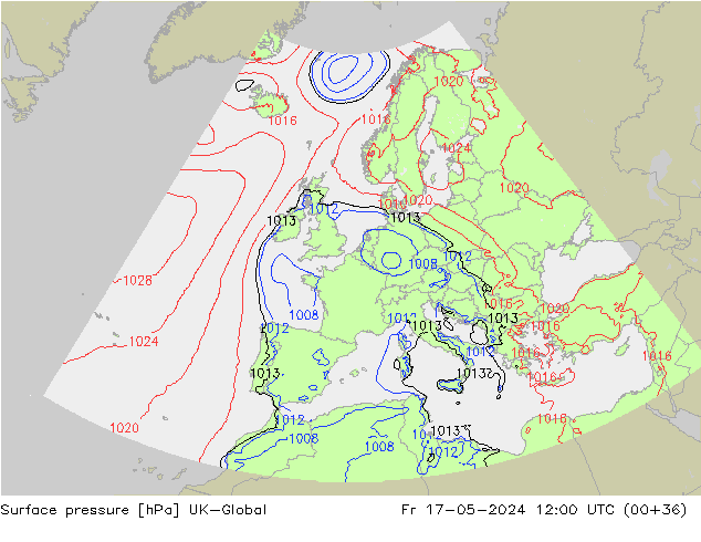 приземное давление UK-Global пт 17.05.2024 12 UTC