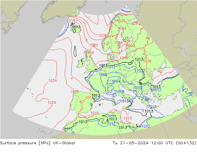 Presión superficial UK-Global mar 21.05.2024 12 UTC