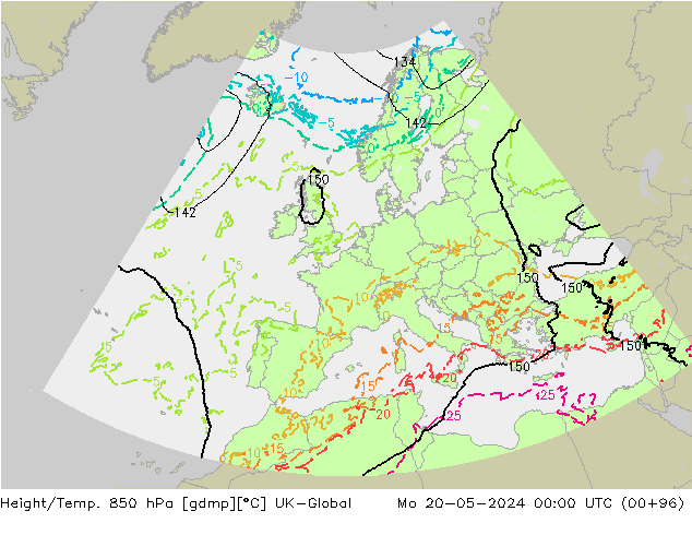 Yükseklik/Sıc. 850 hPa UK-Global Pzt 20.05.2024 00 UTC