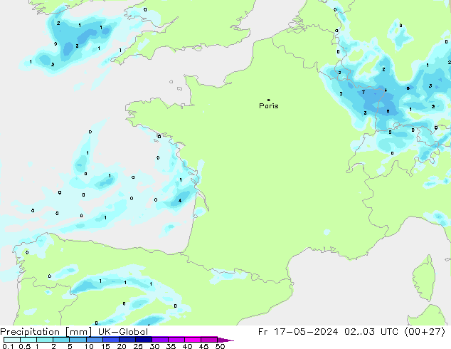 Precipitation UK-Global Fr 17.05.2024 03 UTC