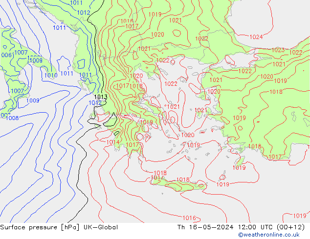 приземное давление UK-Global чт 16.05.2024 12 UTC
