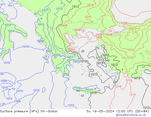 Surface pressure UK-Global Su 19.05.2024 12 UTC