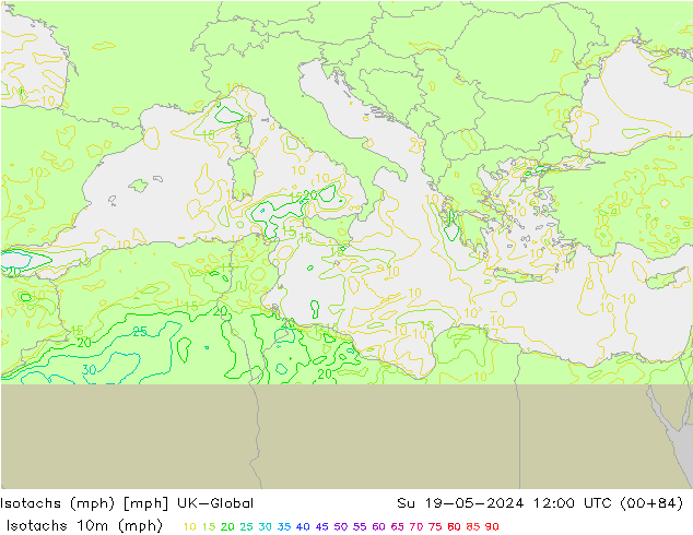 Isotachs (mph) UK-Global Dom 19.05.2024 12 UTC