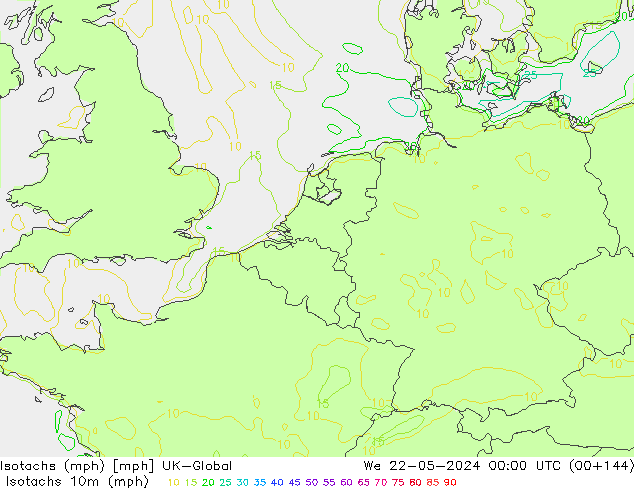 Isotachs (mph) UK-Global St 22.05.2024 00 UTC