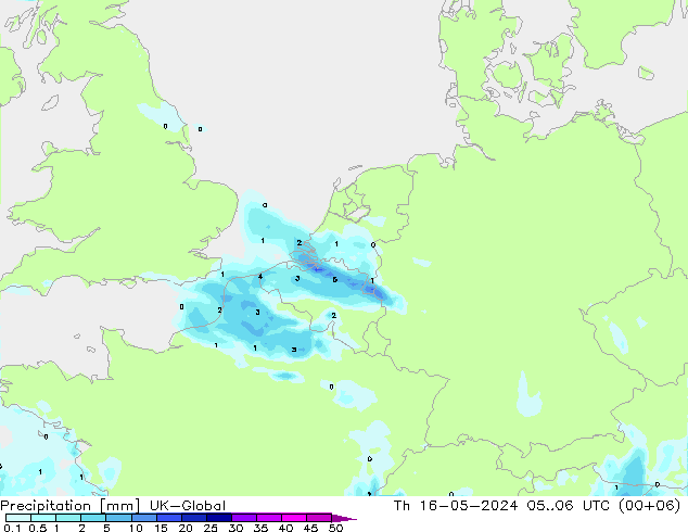 降水 UK-Global 星期四 16.05.2024 06 UTC