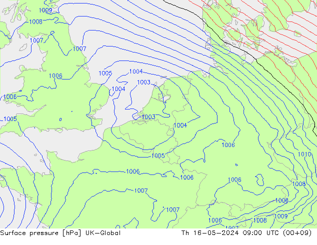 приземное давление UK-Global чт 16.05.2024 09 UTC
