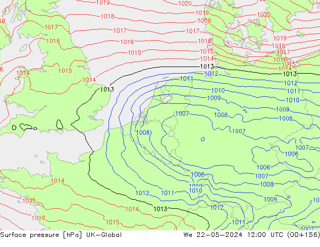 Surface pressure UK-Global We 22.05.2024 12 UTC