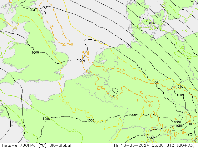 Theta-e 700hPa UK-Global gio 16.05.2024 03 UTC