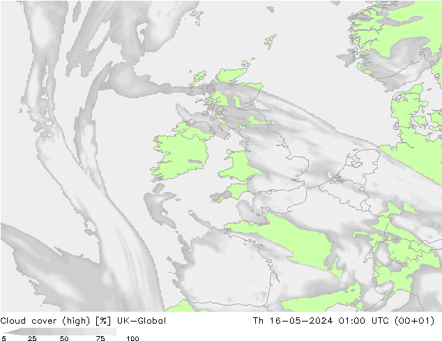 Cloud cover (high) UK-Global Th 16.05.2024 01 UTC