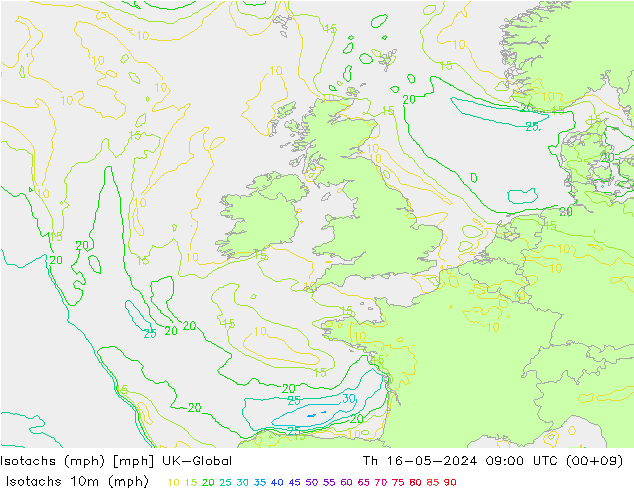 Isotaca (mph) UK-Global jue 16.05.2024 09 UTC