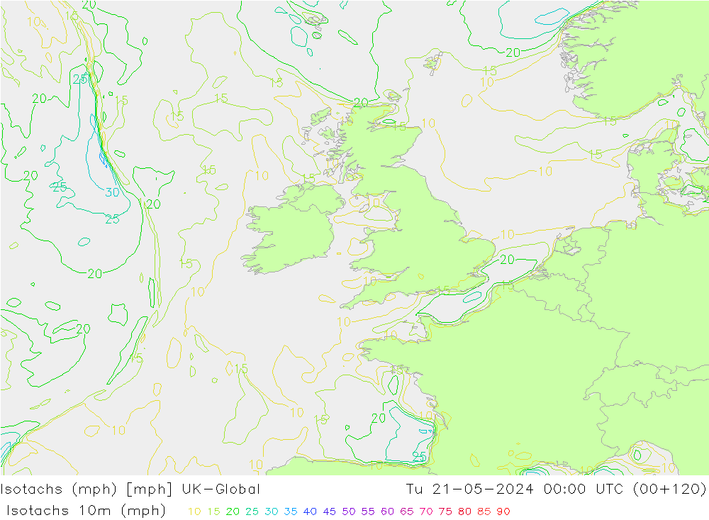 Isotachs (mph) UK-Global Tu 21.05.2024 00 UTC