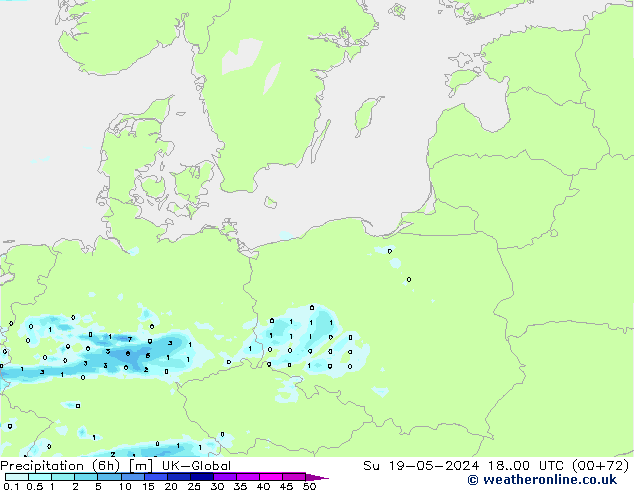 Precipitation (6h) UK-Global Ne 19.05.2024 00 UTC