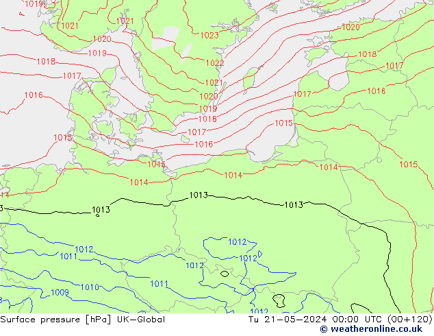 приземное давление UK-Global вт 21.05.2024 00 UTC