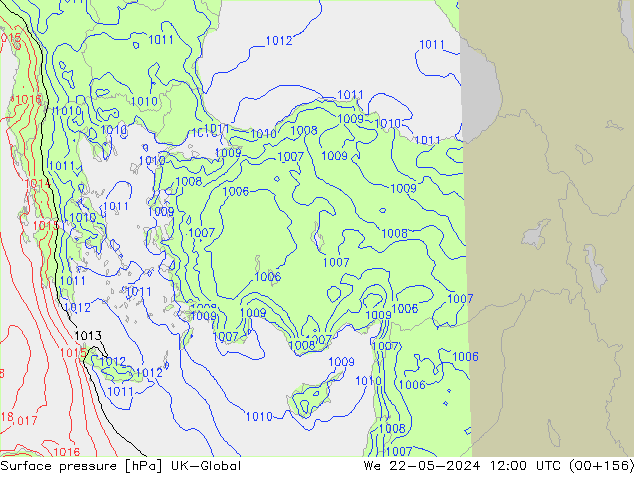 pressão do solo UK-Global Qua 22.05.2024 12 UTC