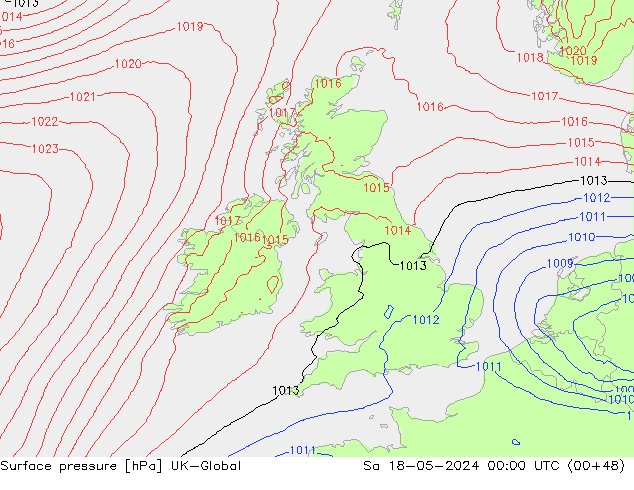 Surface pressure UK-Global Sa 18.05.2024 00 UTC