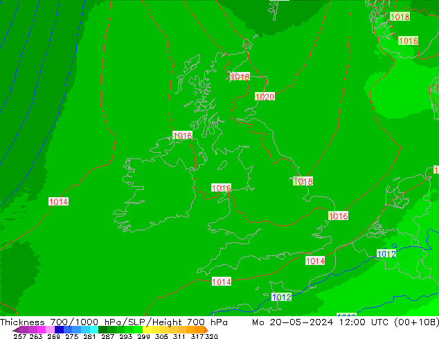 Thck 700-1000 hPa UK-Global  20.05.2024 12 UTC